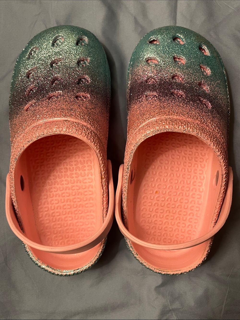 Capelli of New York Glitter Ombre Coral and Teal Slip-On Clogs